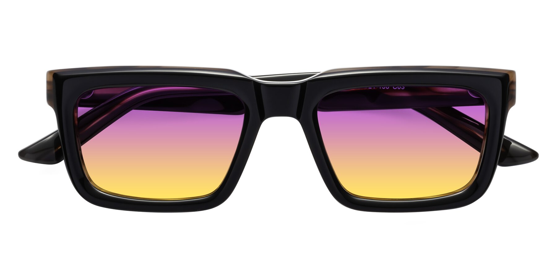 Folded Front of Roth in Black-Gray Moonstone with Purple / Yellow Gradient Lenses