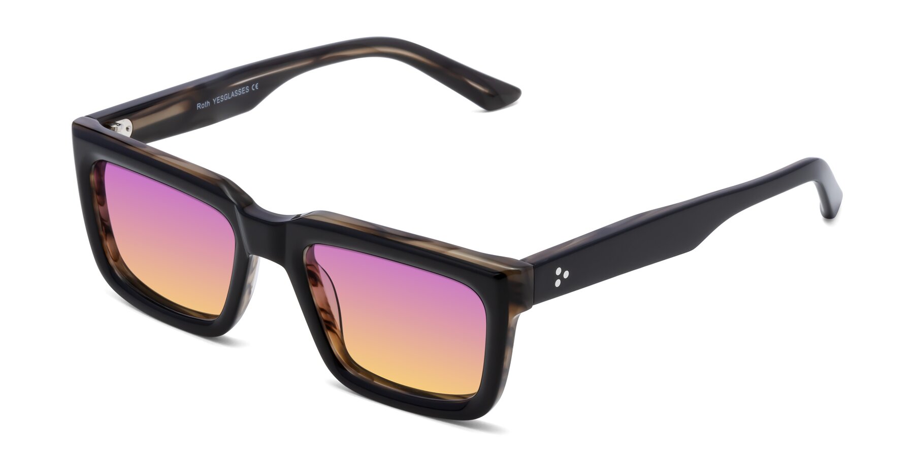 Angle of Roth in Black-Gray Moonstone with Purple / Yellow Gradient Lenses