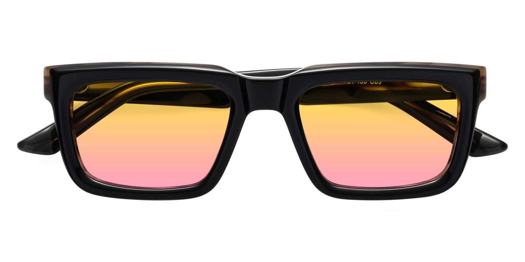 Folded Front of Roth in Black-Gray Moonstone with Yellow / Pink Gradient Lenses