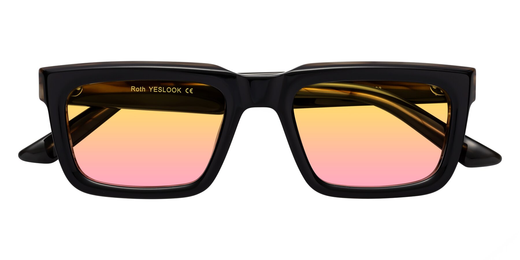 Folded Front of Roth in Black-Gray Moonstone with Yellow / Pink Gradient Lenses