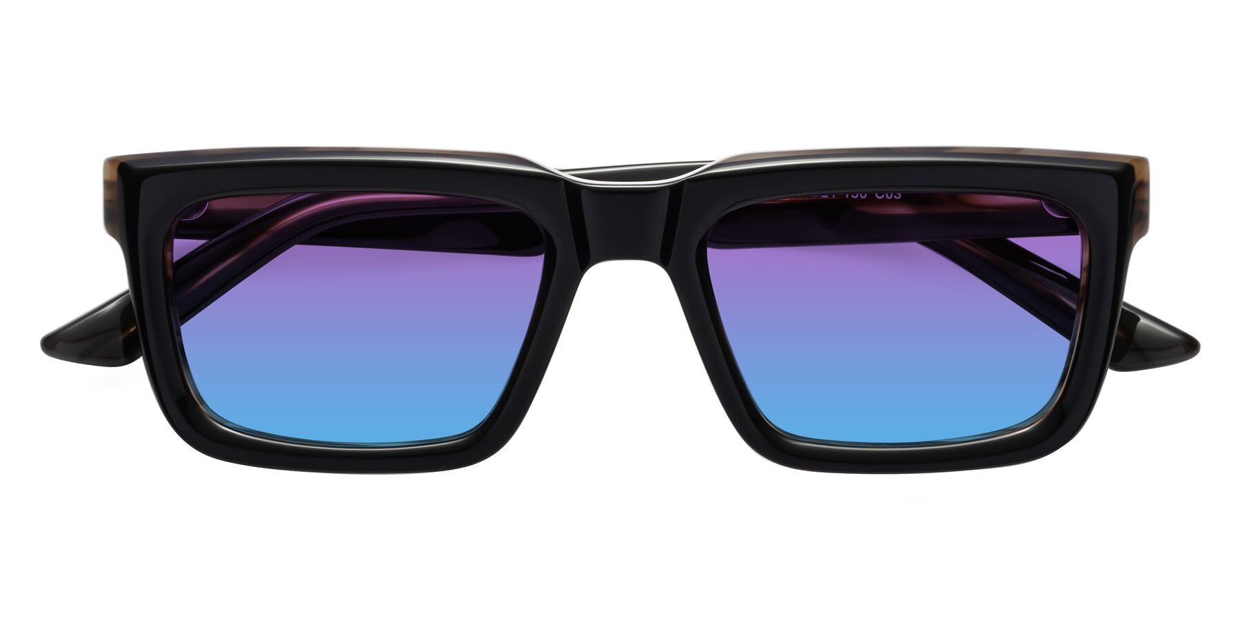Folded Front of Roth in Black-Gray Moonstone with Purple / Blue Gradient Lenses