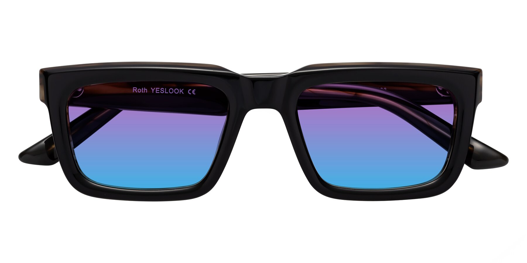 Folded Front of Roth in Black-Gray Moonstone with Purple / Blue Gradient Lenses