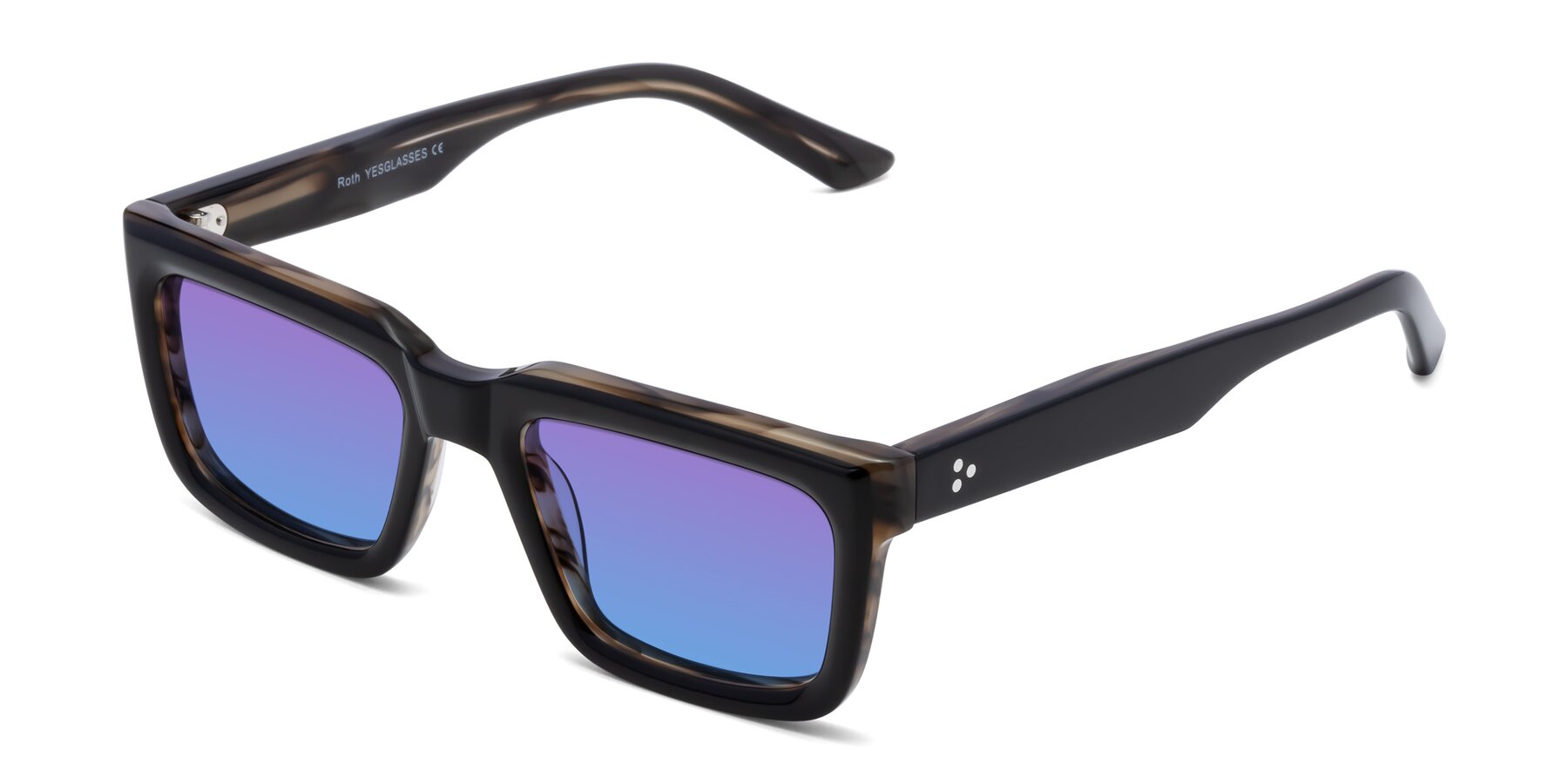 Angle of Roth in Black-Gray Moonstone with Purple / Blue Gradient Lenses
