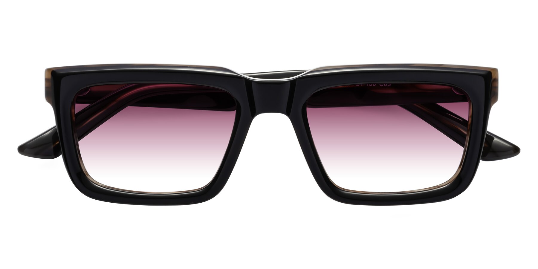 Folded Front of Roth in Black-Gray Moonstone with Wine Gradient Lenses