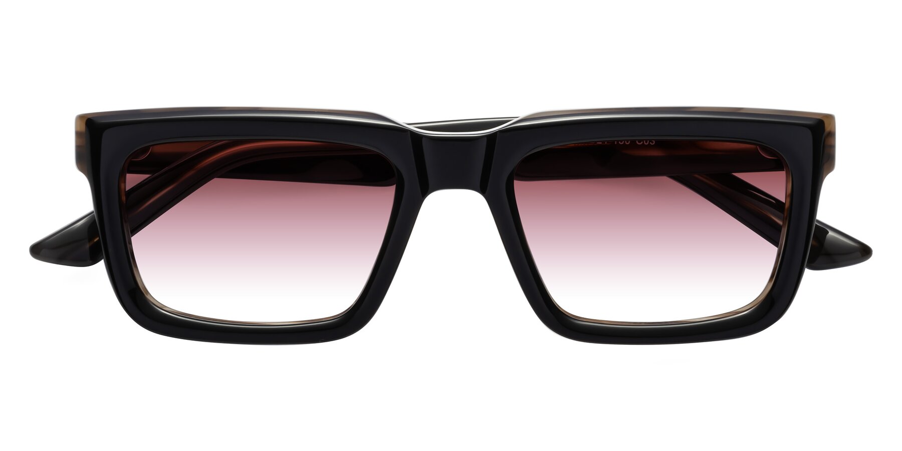 Folded Front of Roth in Black-Gray Moonstone with Garnet Gradient Lenses