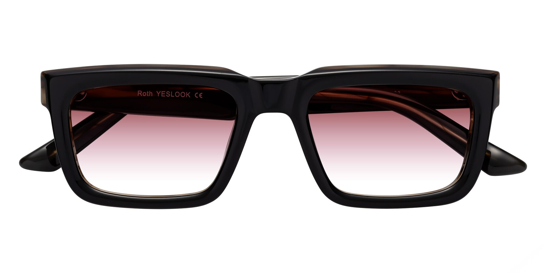 Folded Front of Roth in Black-Gray Moonstone with Garnet Gradient Lenses