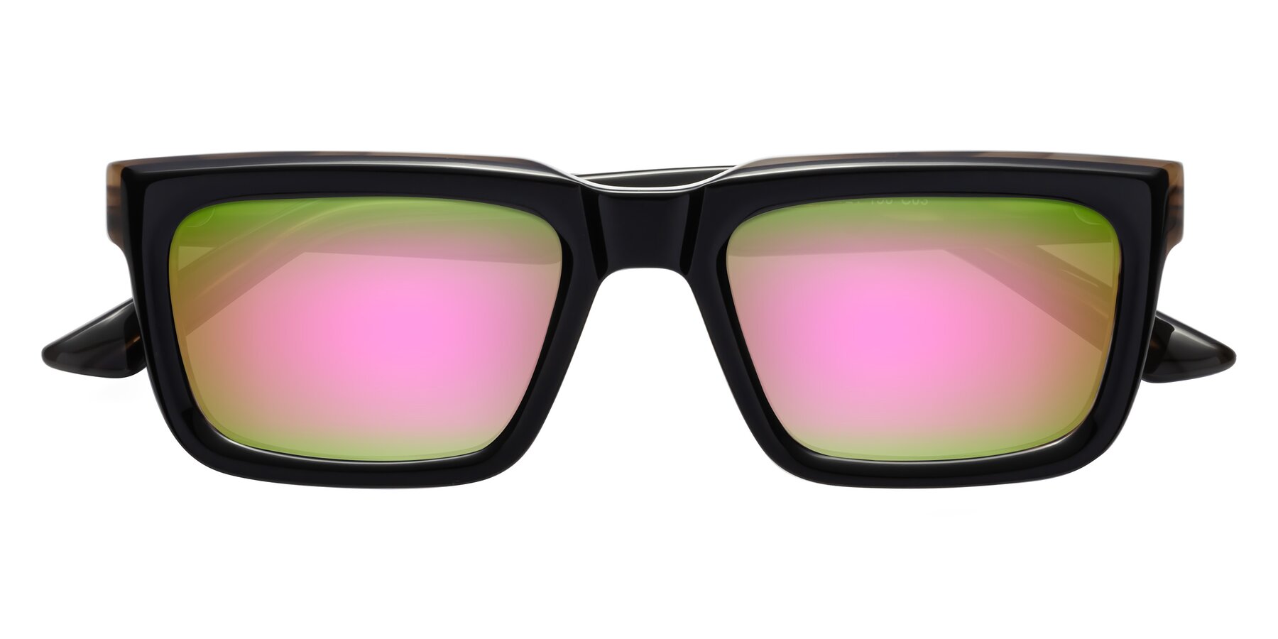Folded Front of Roth in Black-Gray Moonstone with Pink Mirrored Lenses