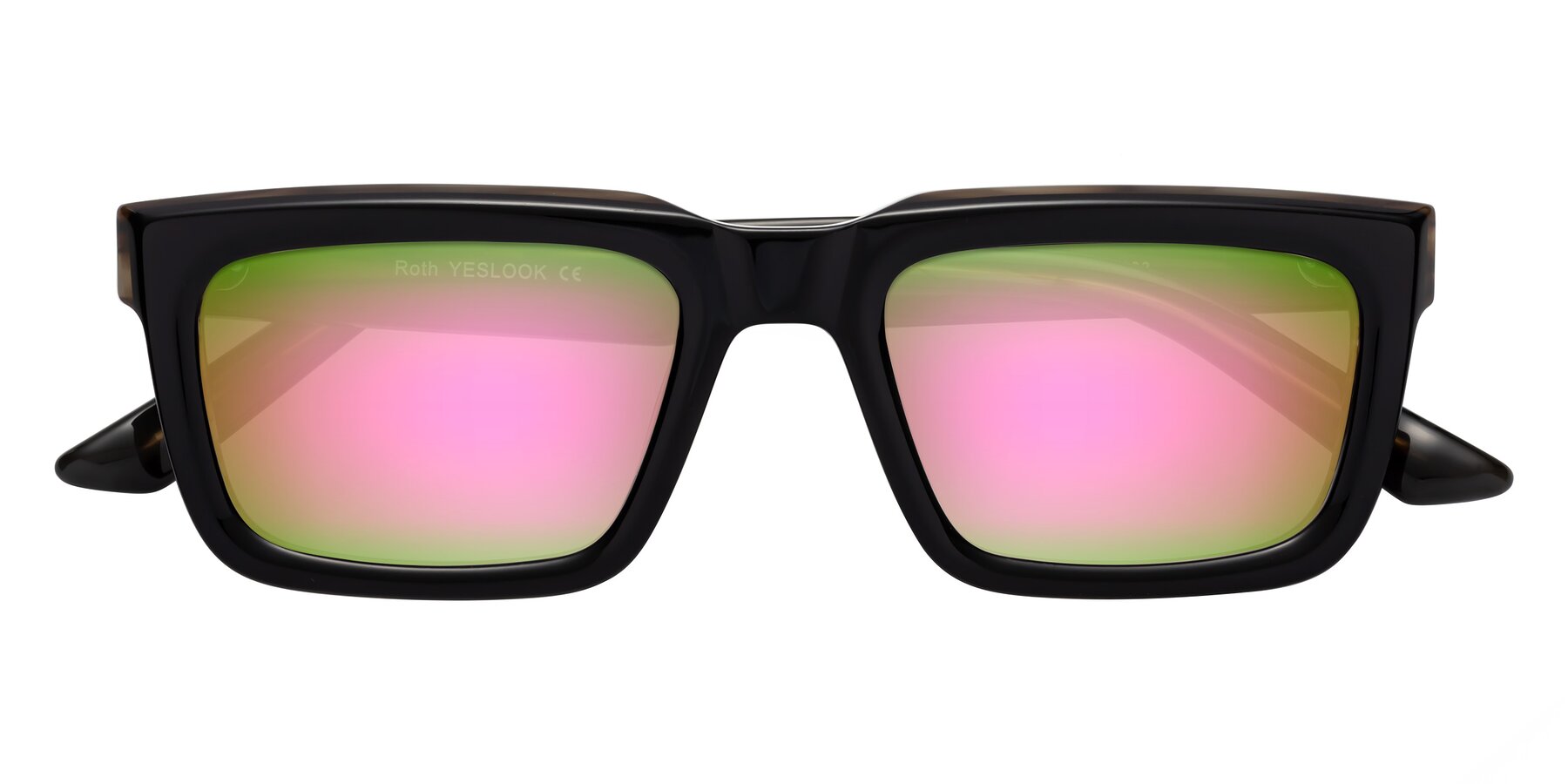 Folded Front of Roth in Black-Gray Moonstone with Pink Mirrored Lenses