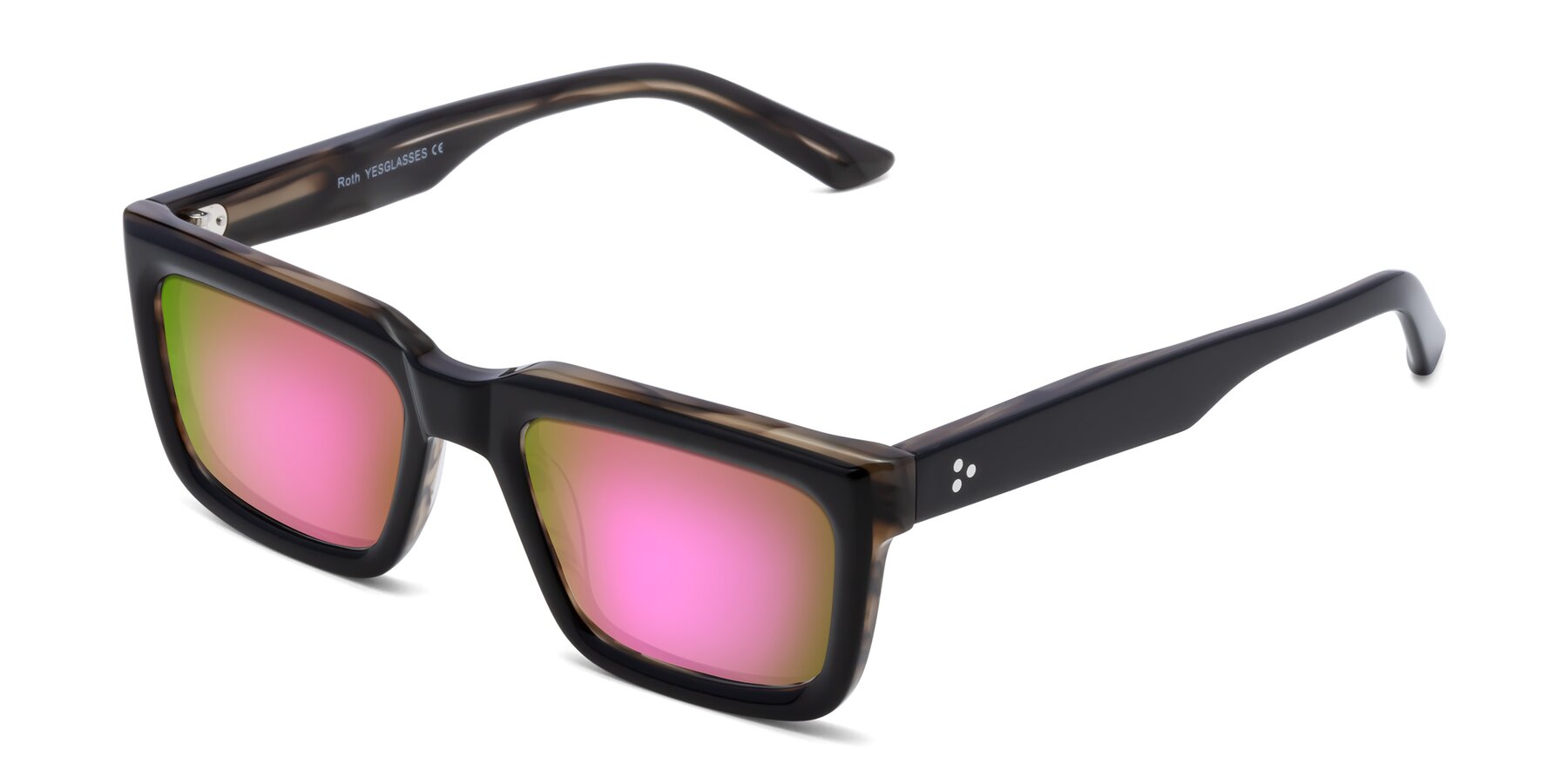Angle of Roth in Black-Gray Moonstone with Pink Mirrored Lenses