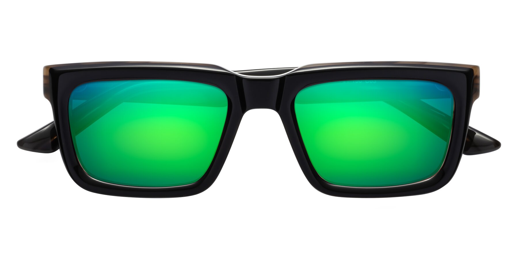 Folded Front of Roth in Black-Gray Moonstone with Green Mirrored Lenses
