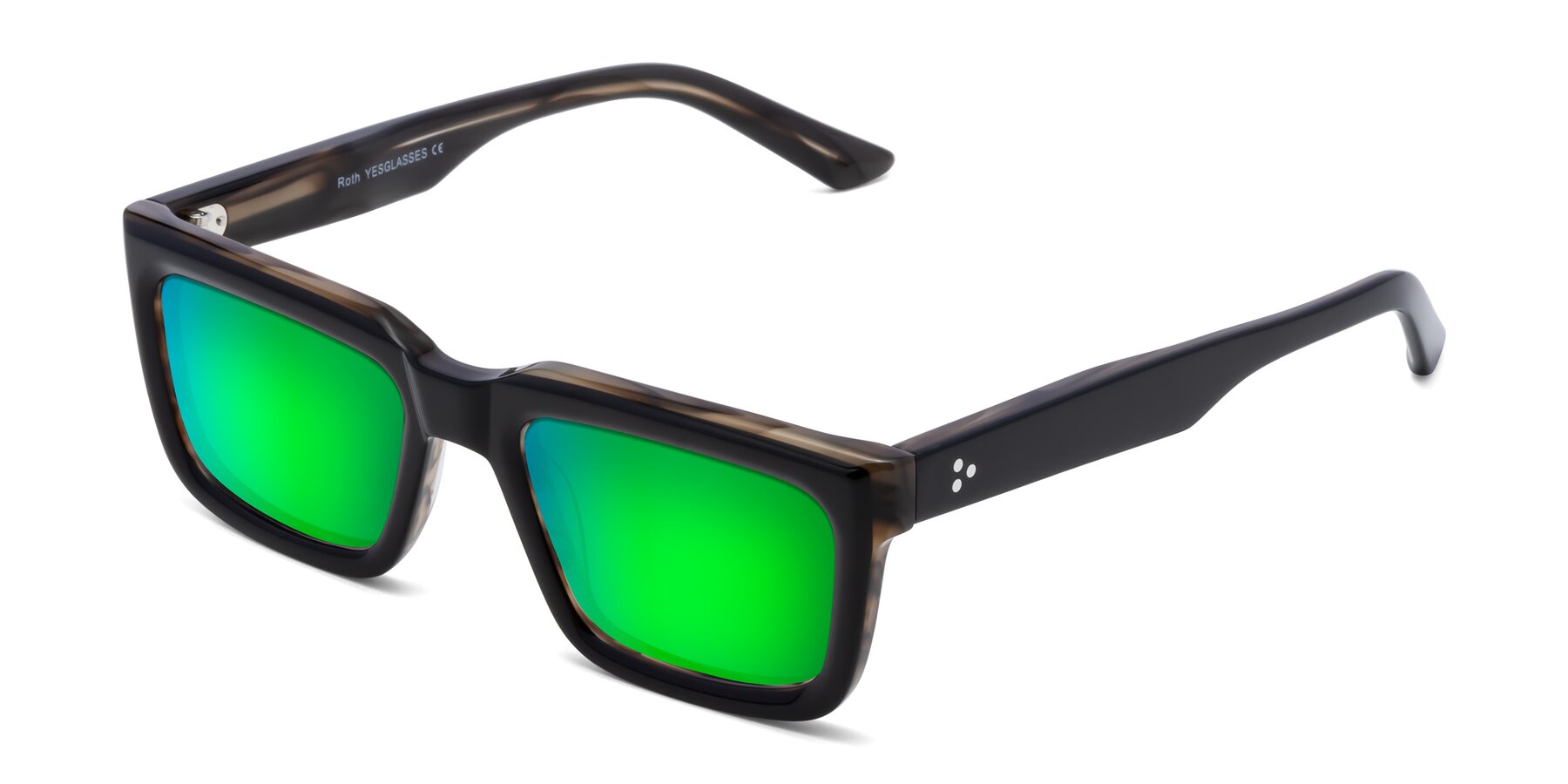 Angle of Roth in Black-Gray Moonstone with Green Mirrored Lenses
