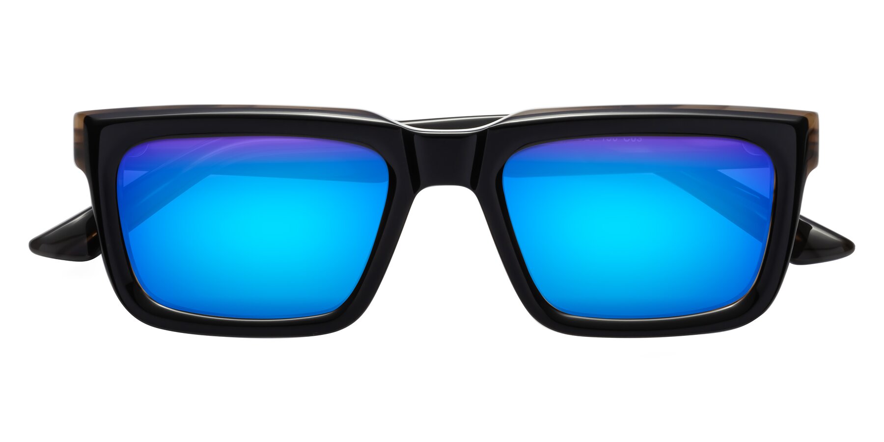 Folded Front of Roth in Black-Gray Moonstone with Blue Mirrored Lenses