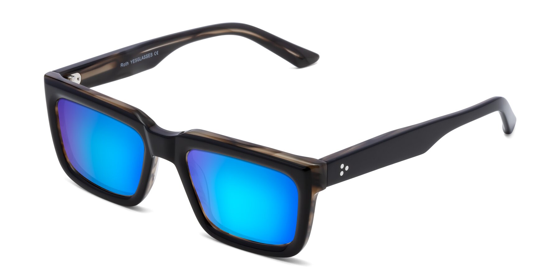 Angle of Roth in Black-Gray Moonstone with Blue Mirrored Lenses