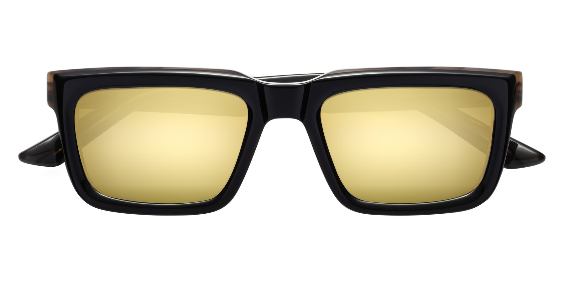 Folded Front of Roth in Black-Gray Moonstone with Gold Mirrored Lenses