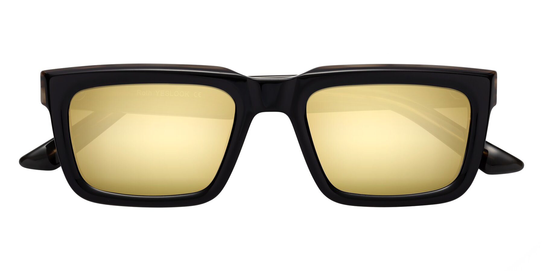 Folded Front of Roth in Black-Gray Moonstone with Gold Mirrored Lenses