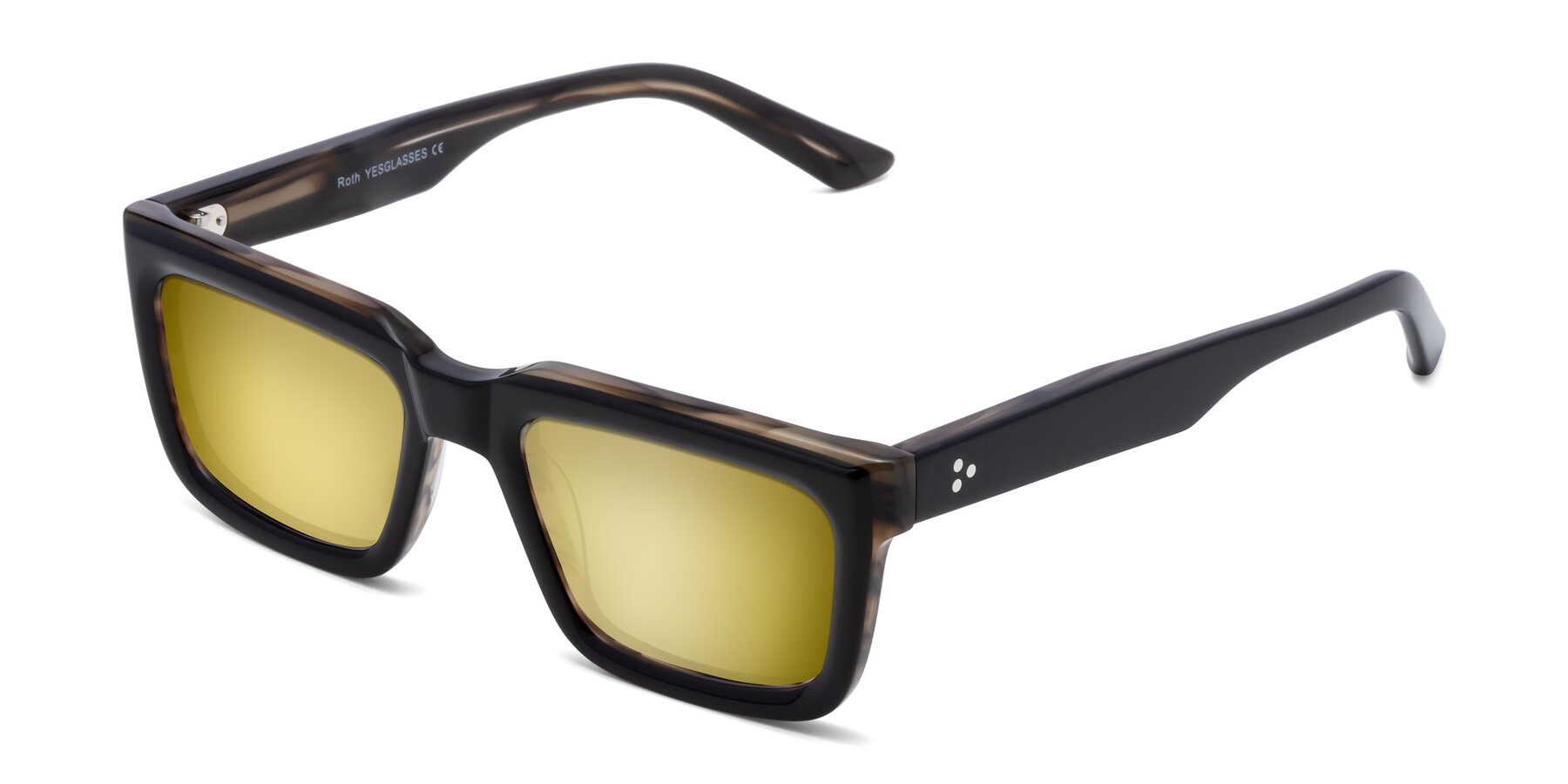 Angle of Roth in Black-Gray Moonstone with Gold Mirrored Lenses