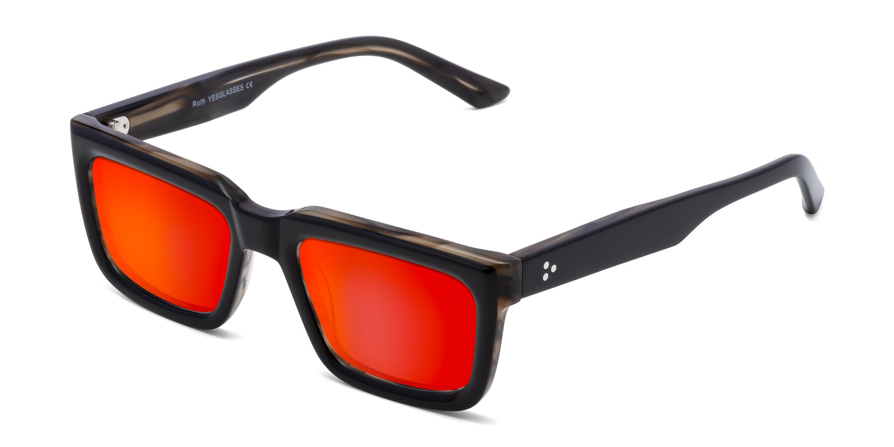 Angle of Roth in Black-Gray Moonstone with Red Gold Mirrored Lenses