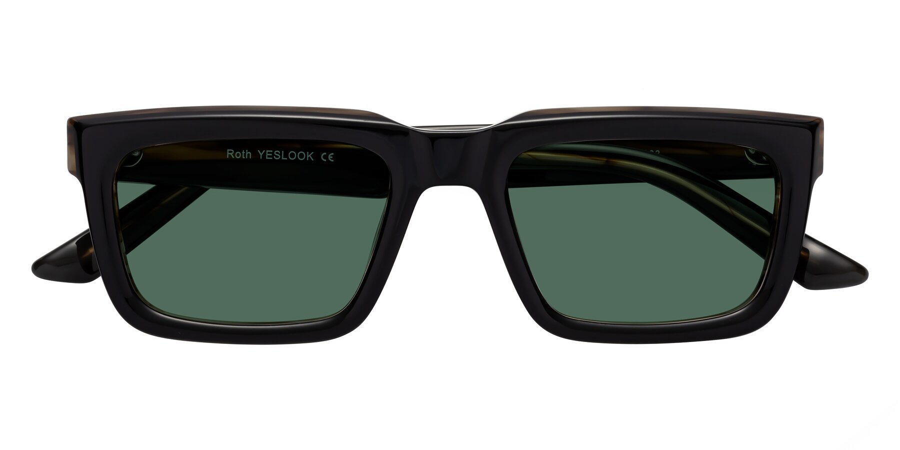 Folded Front of Roth in Black-Gray Moonstone with Green Polarized Lenses