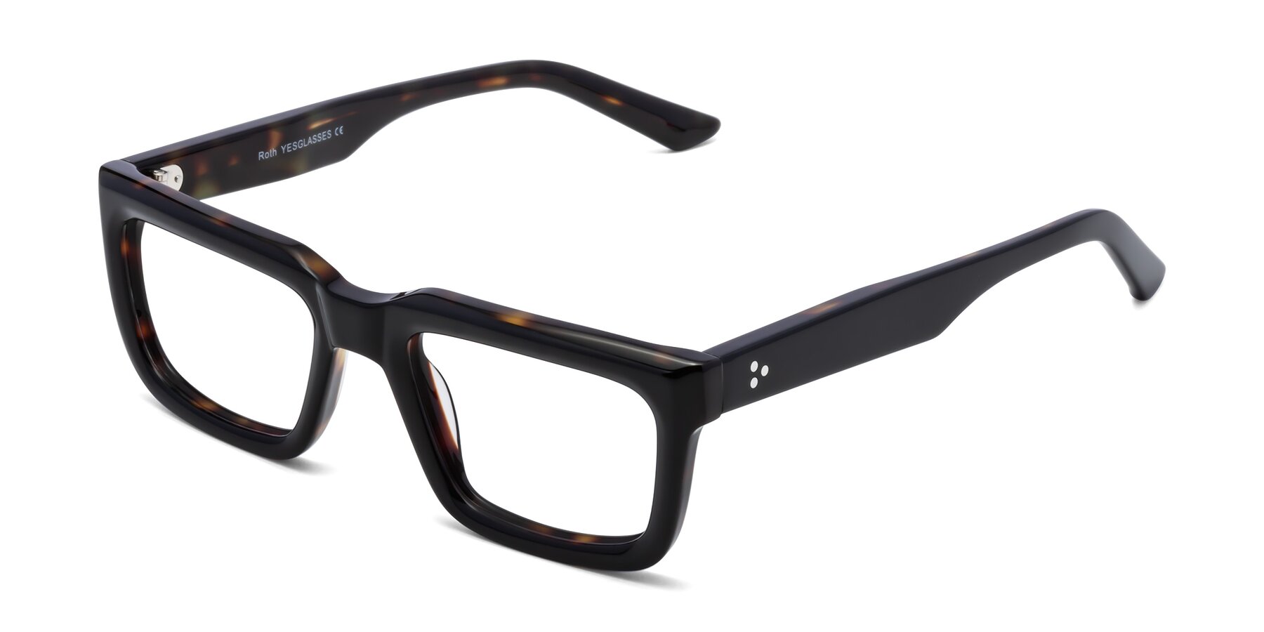 Angle of Roth in Black-Tortoise with Clear Reading Eyeglass Lenses
