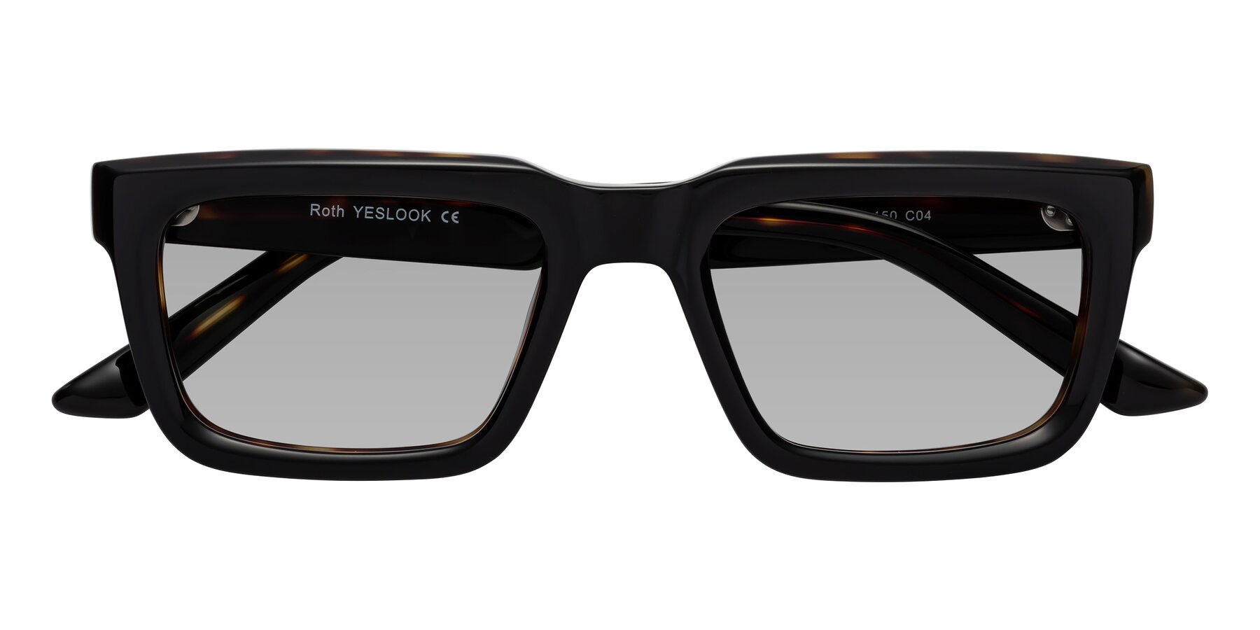 Folded Front of Roth in Black-Tortoise with Light Gray Tinted Lenses