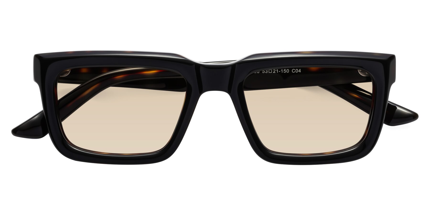 Folded Front of Roth in Black-Tortoise with Light Brown Tinted Lenses