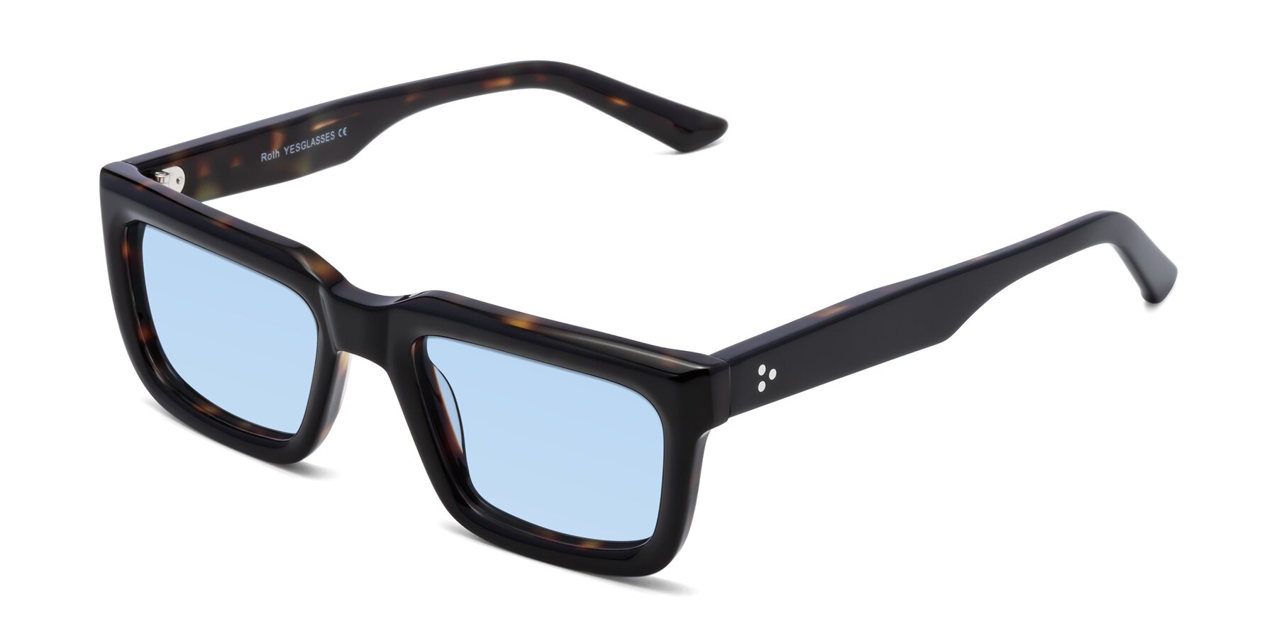 Angle of Roth in Black-Tortoise with Light Blue Tinted Lenses