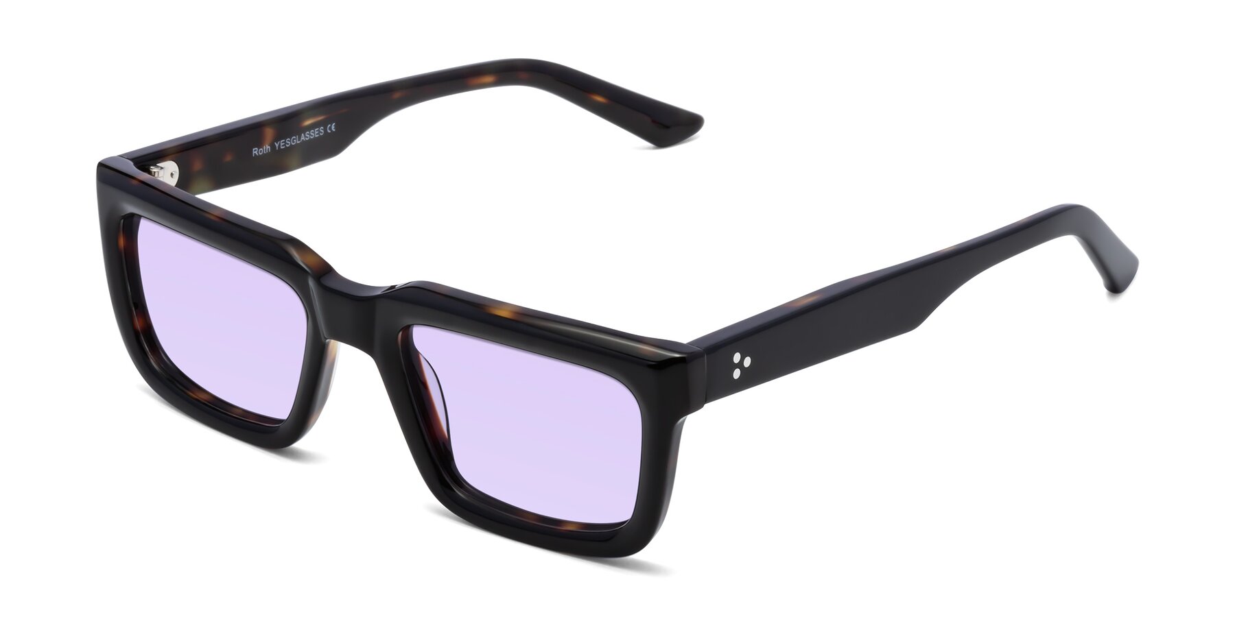 Angle of Roth in Black-Tortoise with Light Purple Tinted Lenses