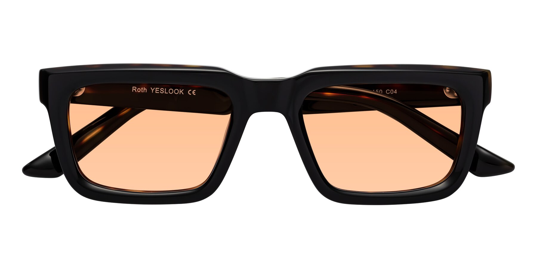 Folded Front of Roth in Black-Tortoise with Light Orange Tinted Lenses