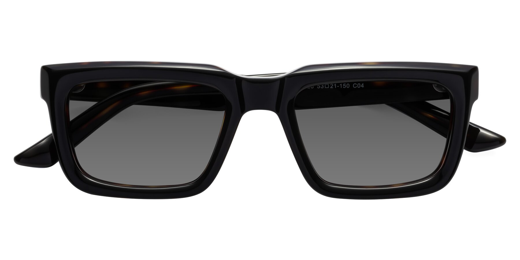 Folded Front of Roth in Black-Tortoise with Medium Gray Tinted Lenses