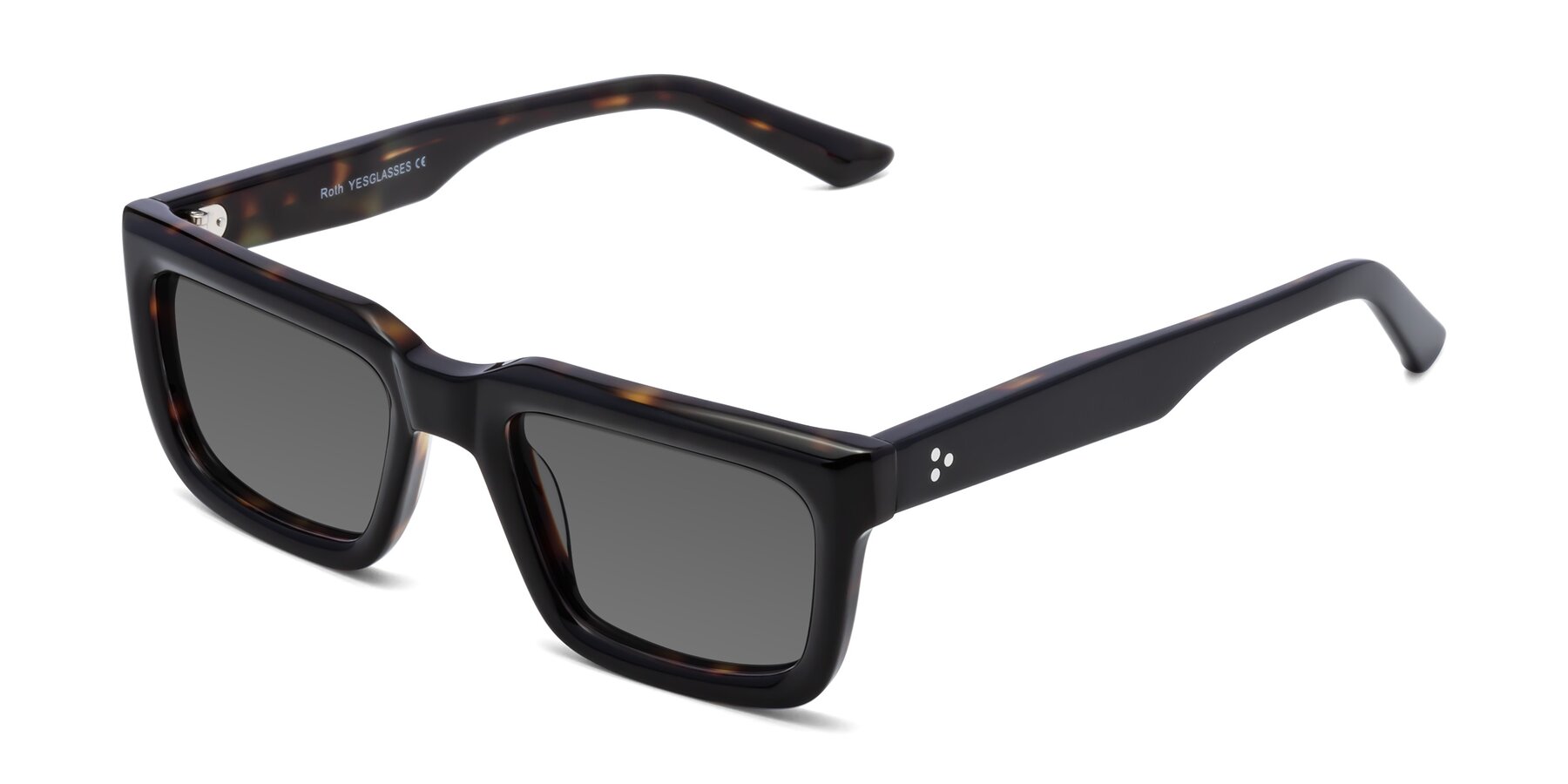 Angle of Roth in Black-Tortoise with Medium Gray Tinted Lenses