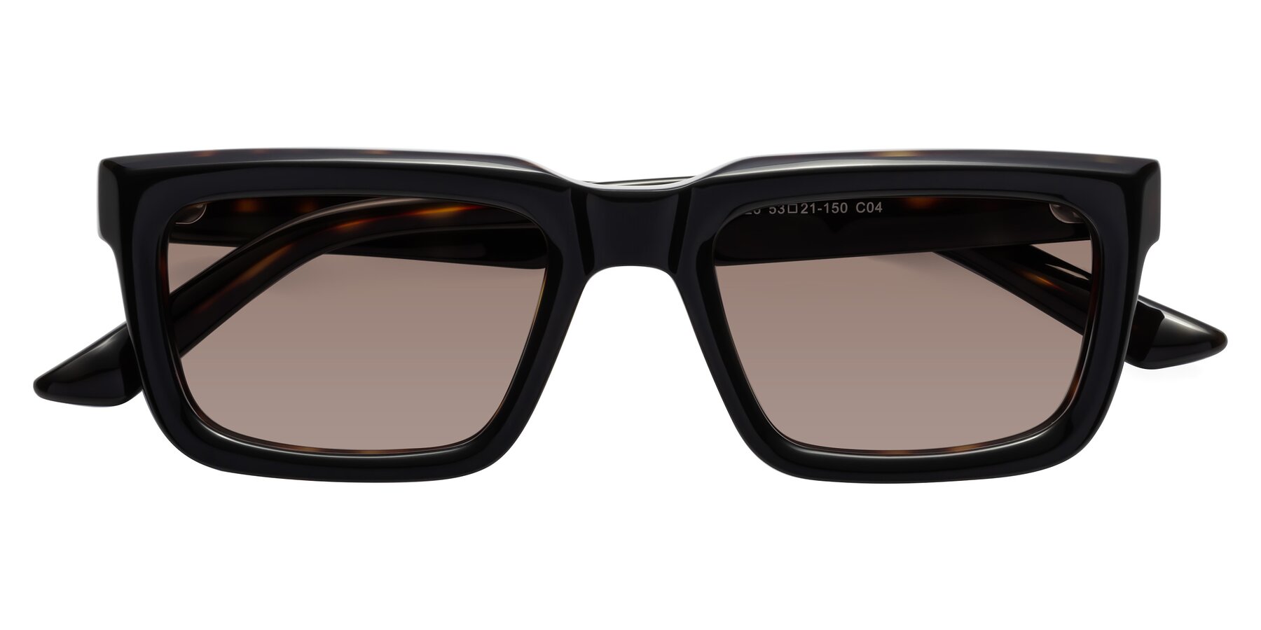 Folded Front of Roth in Black-Tortoise with Medium Brown Tinted Lenses