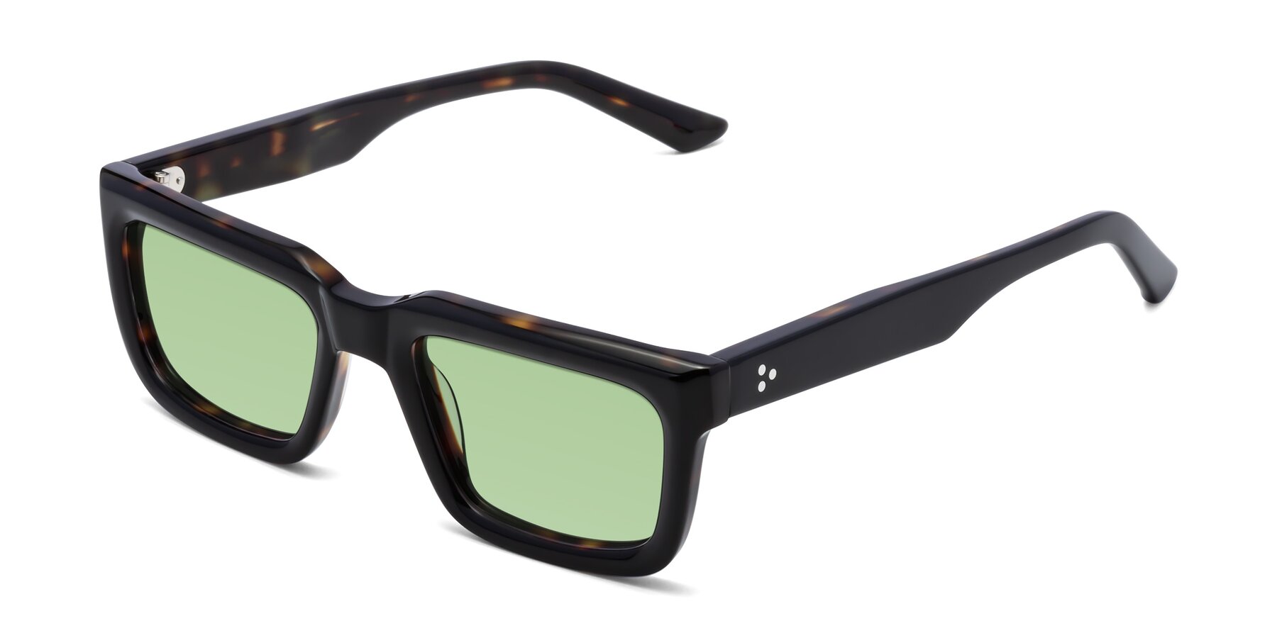 Angle of Roth in Black-Tortoise with Medium Green Tinted Lenses