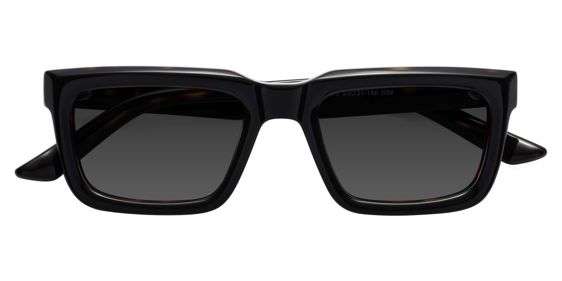 Folded Front of Roth in Black-Tortoise with Gray Tinted Lenses