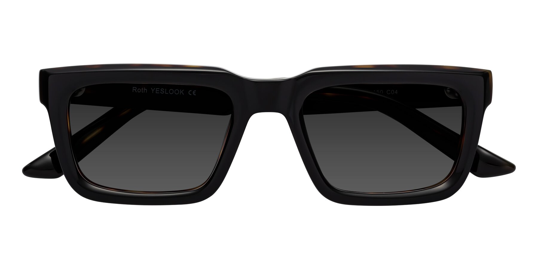 Folded Front of Roth in Black-Tortoise with Gray Tinted Lenses