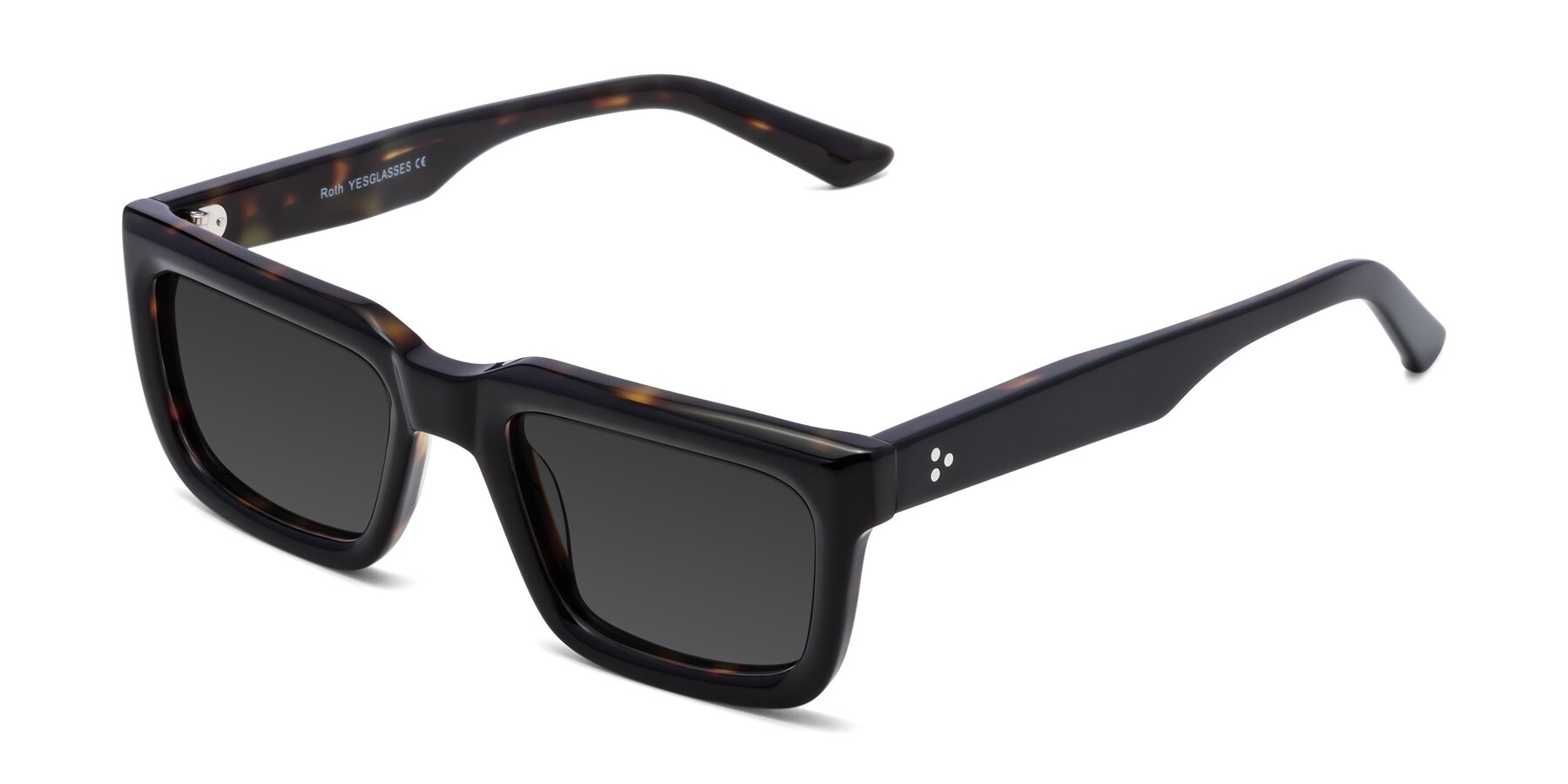 Angle of Roth in Black-Tortoise with Gray Tinted Lenses