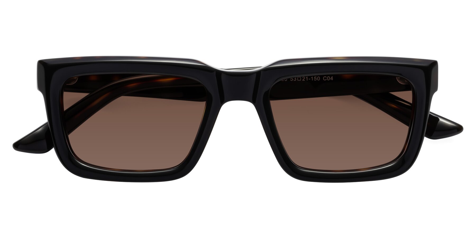 Folded Front of Roth in Black-Tortoise with Brown Tinted Lenses
