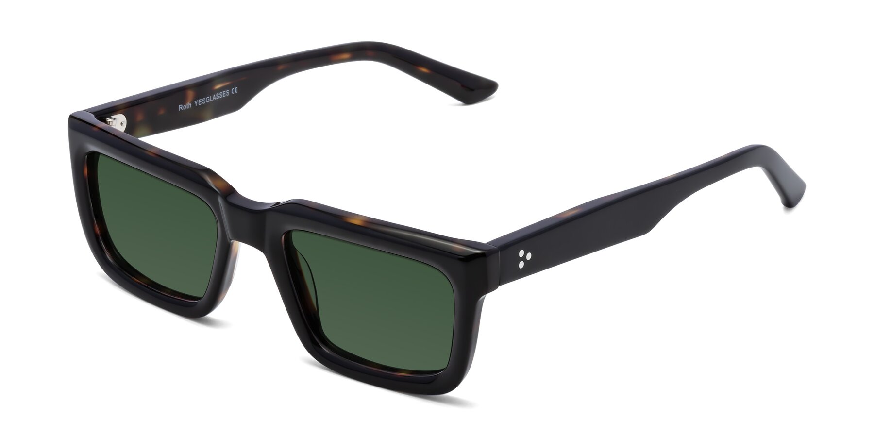 Angle of Roth in Black-Tortoise with Green Tinted Lenses