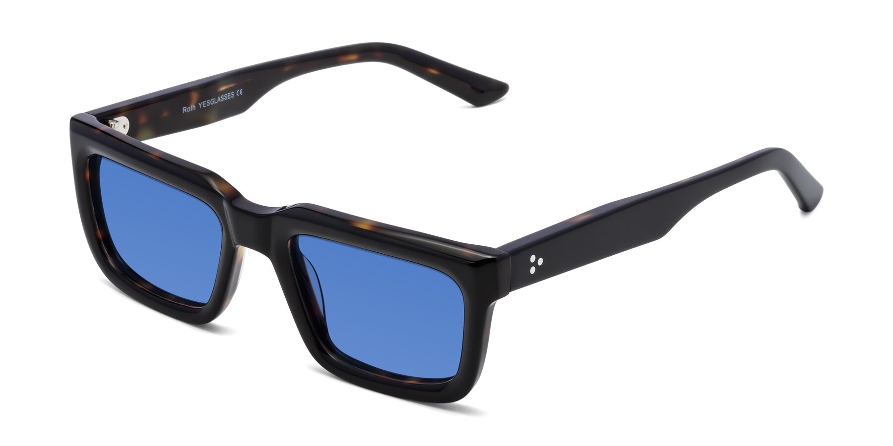 Angle of Roth in Black-Tortoise with Blue Tinted Lenses