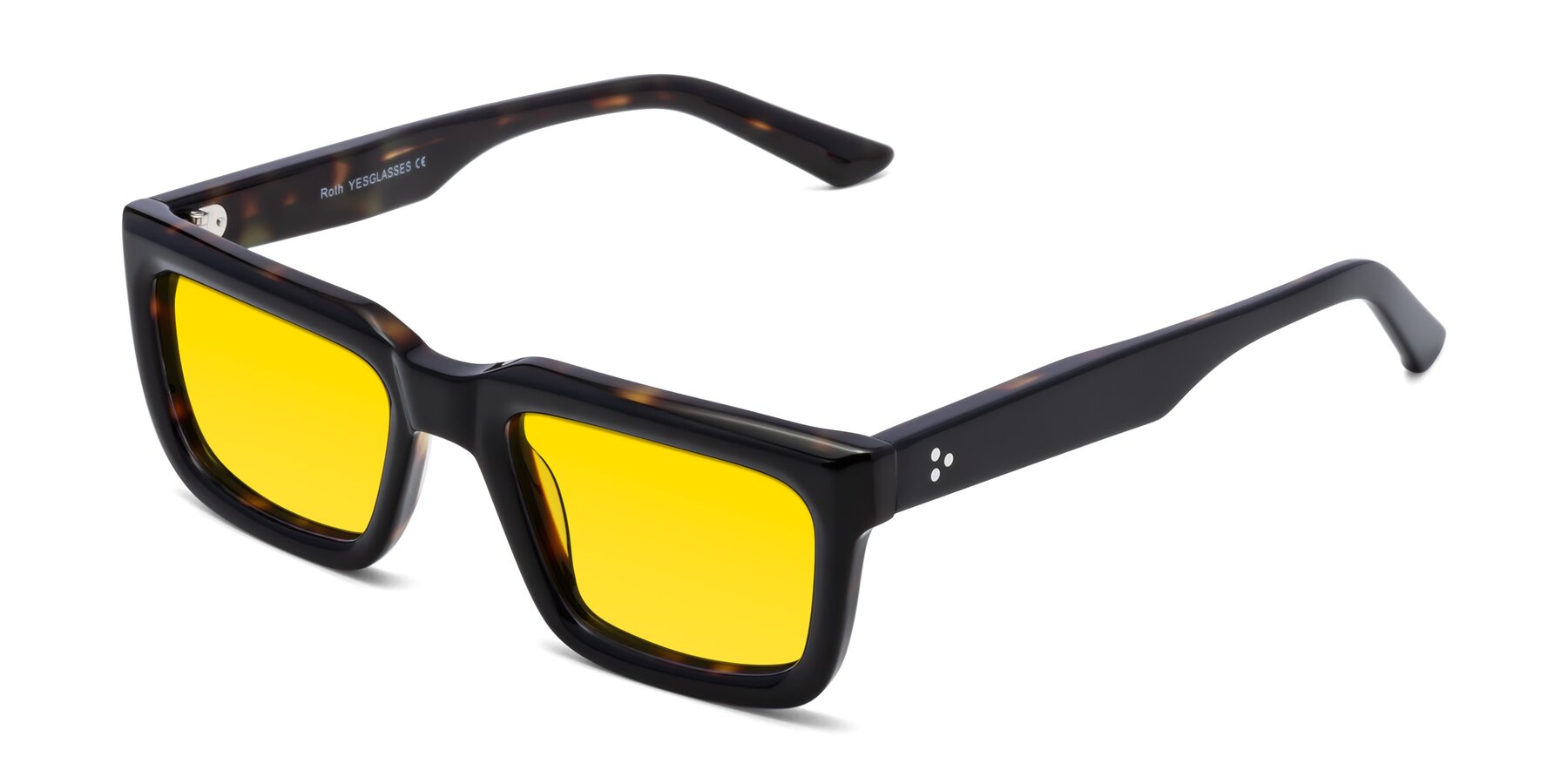 Angle of Roth in Black-Tortoise with Yellow Tinted Lenses