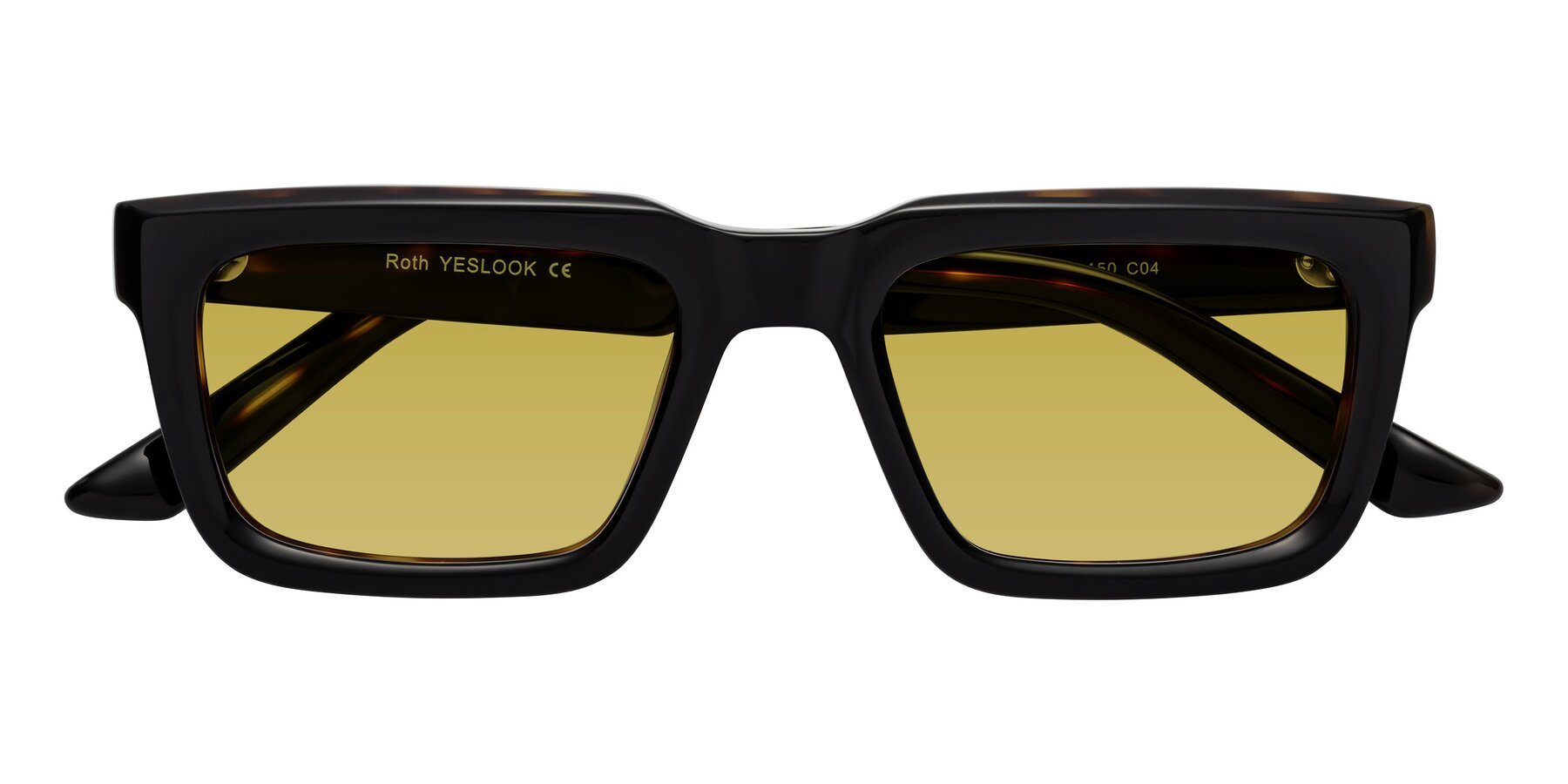 Folded Front of Roth in Black-Tortoise with Champagne Tinted Lenses