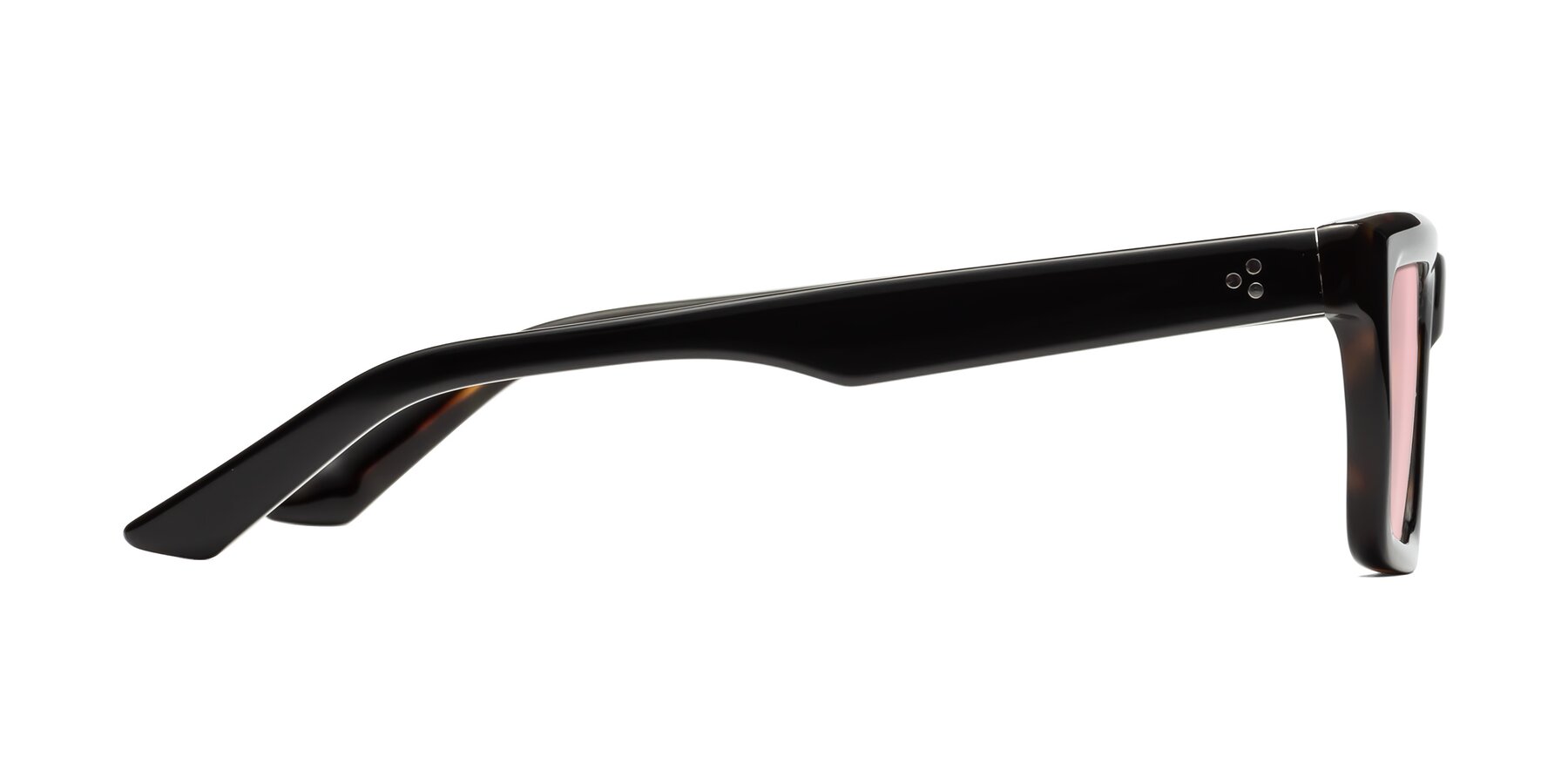 Side of Roth in Black-Tortoise with Light Garnet Tinted Lenses