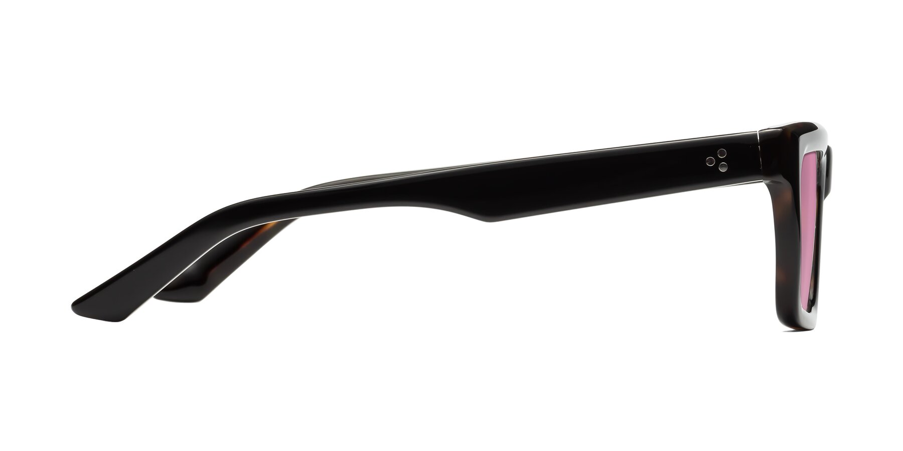 Side of Roth in Black-Tortoise with Medium Wine Tinted Lenses