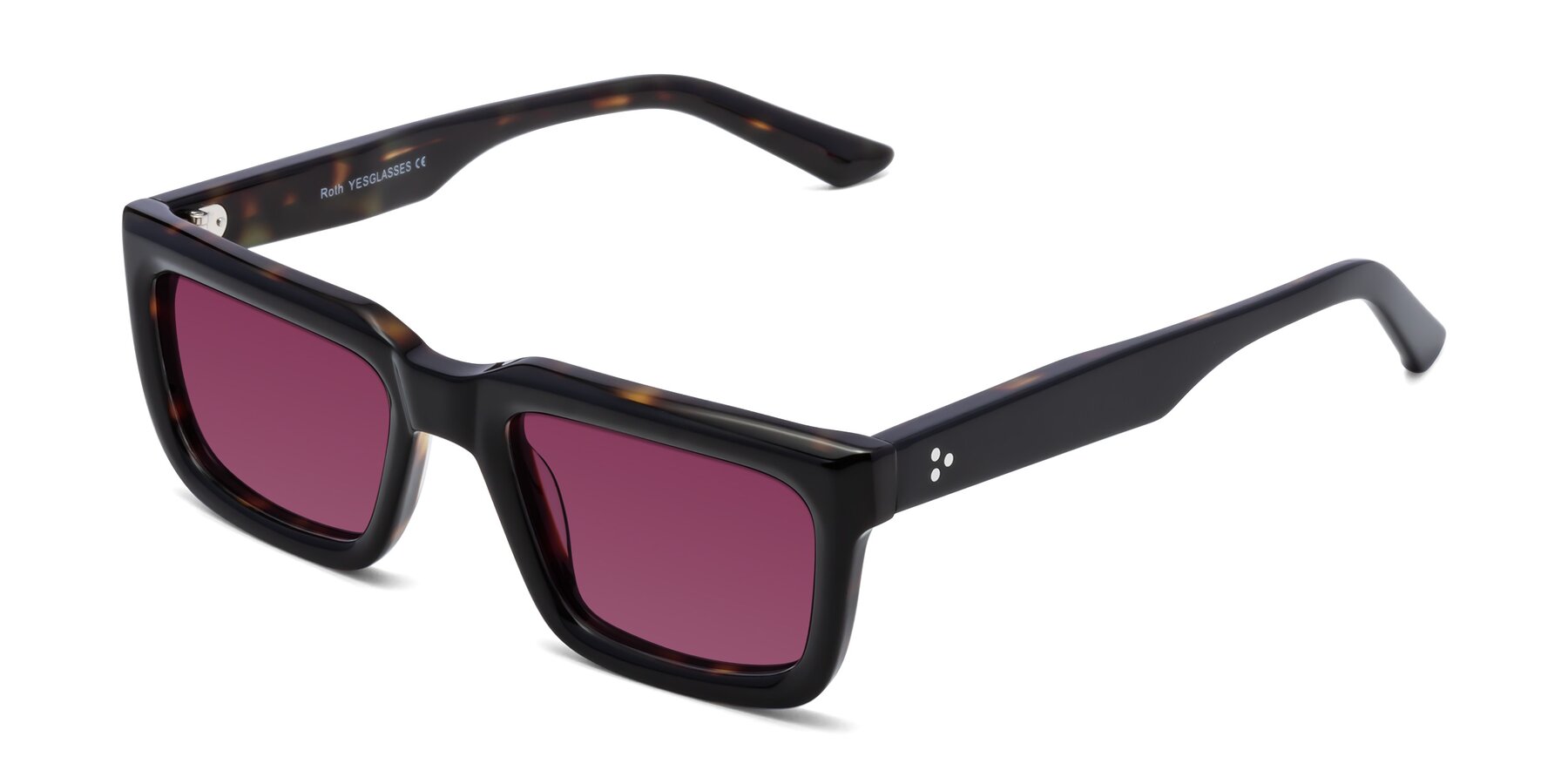 Angle of Roth in Black-Tortoise with Wine Tinted Lenses