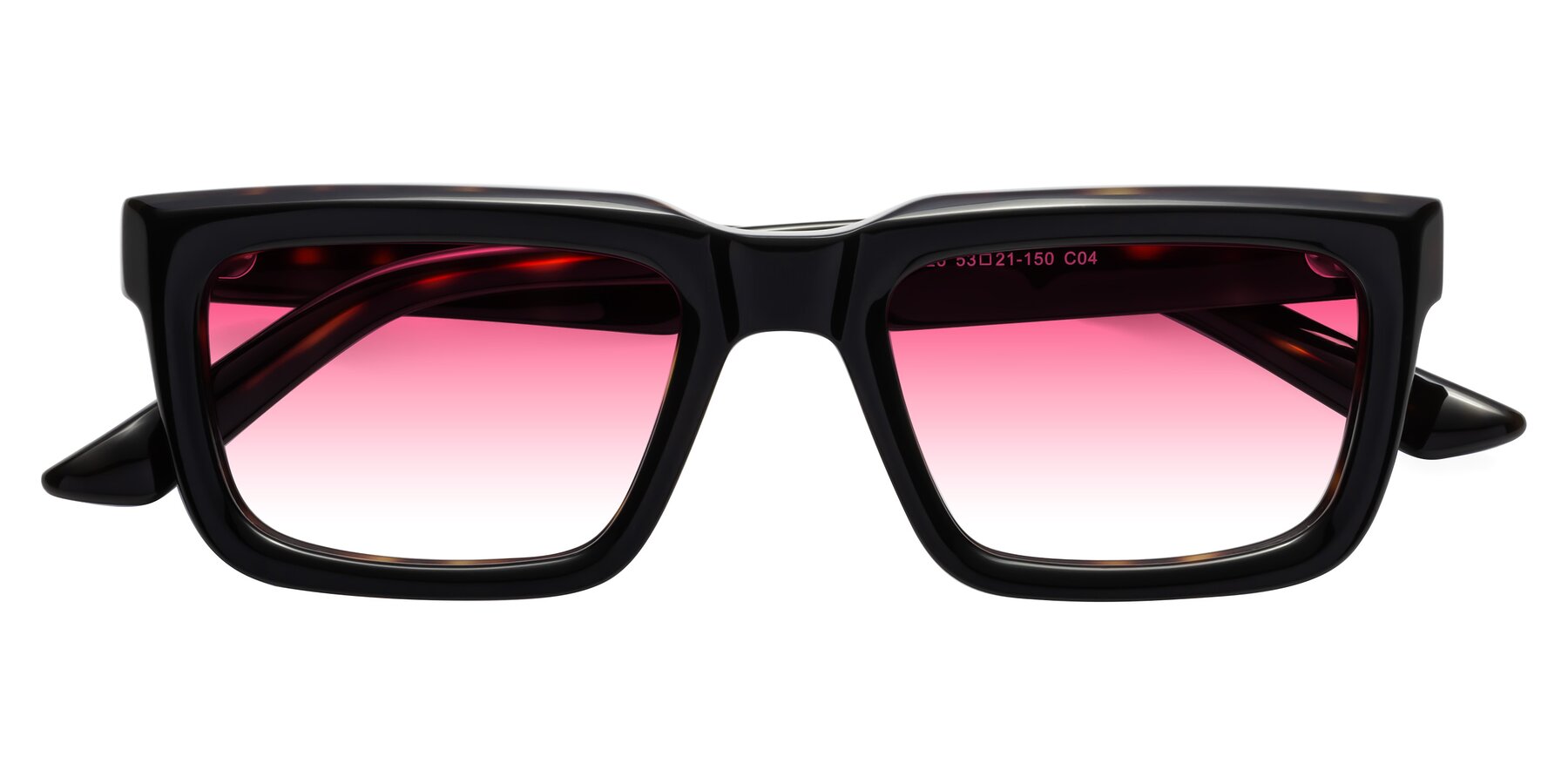 Folded Front of Roth in Black-Tortoise with Pink Gradient Lenses