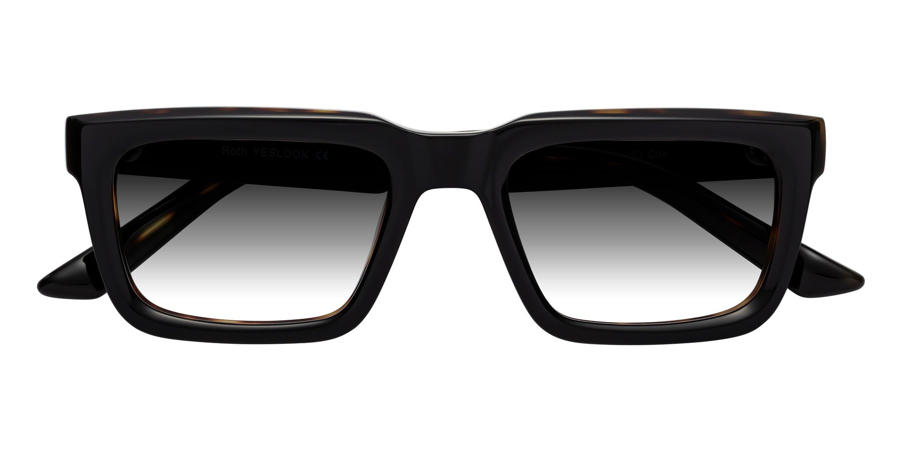 Folded Front of Roth in Black-Tortoise with Gray Gradient Lenses