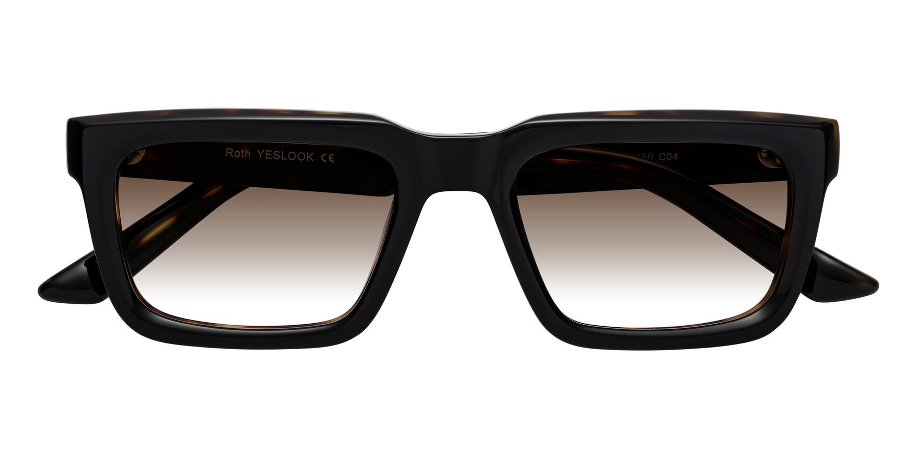 Folded Front of Roth in Black-Tortoise with Brown Gradient Lenses