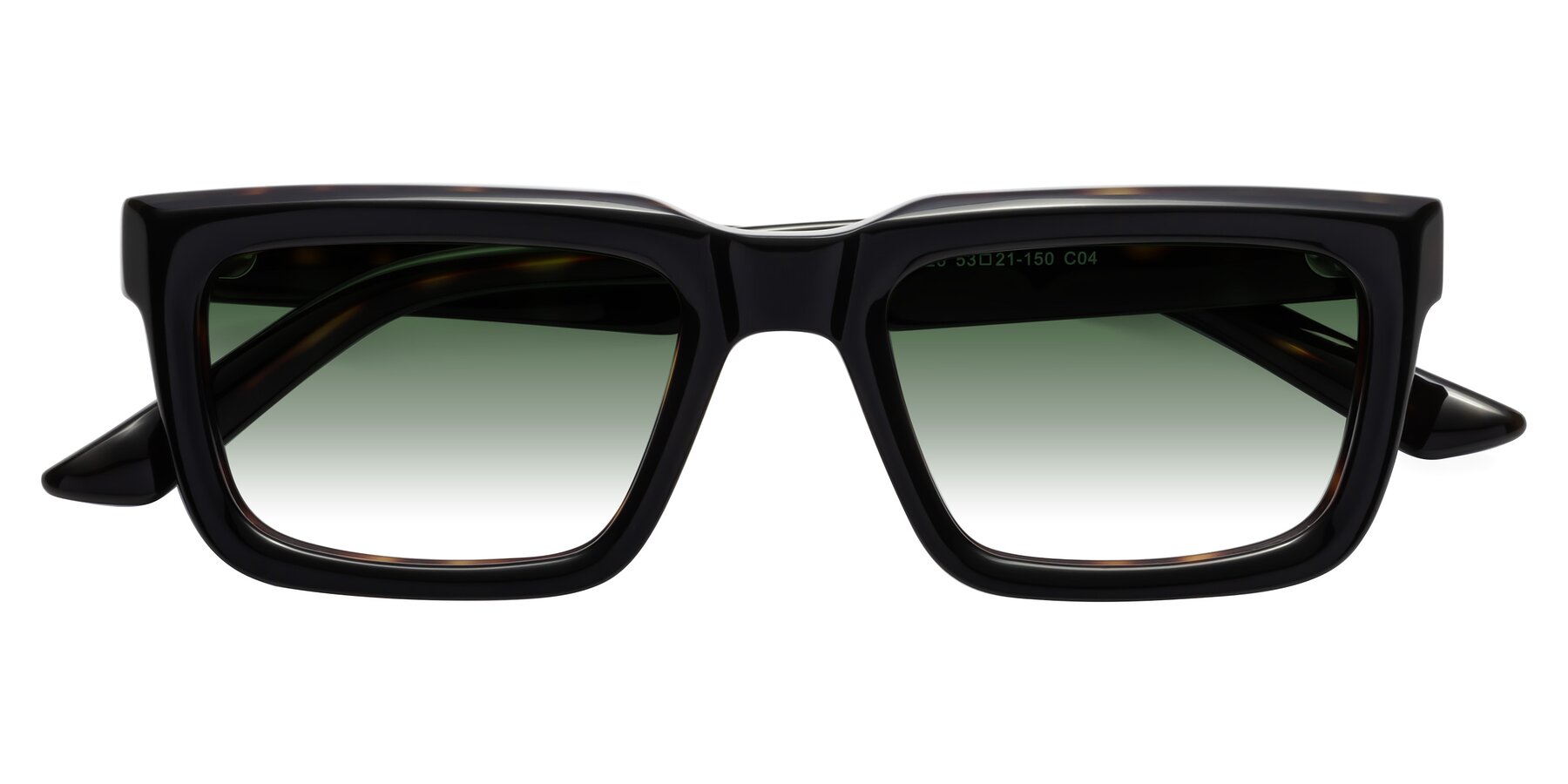Folded Front of Roth in Black-Tortoise with Green Gradient Lenses