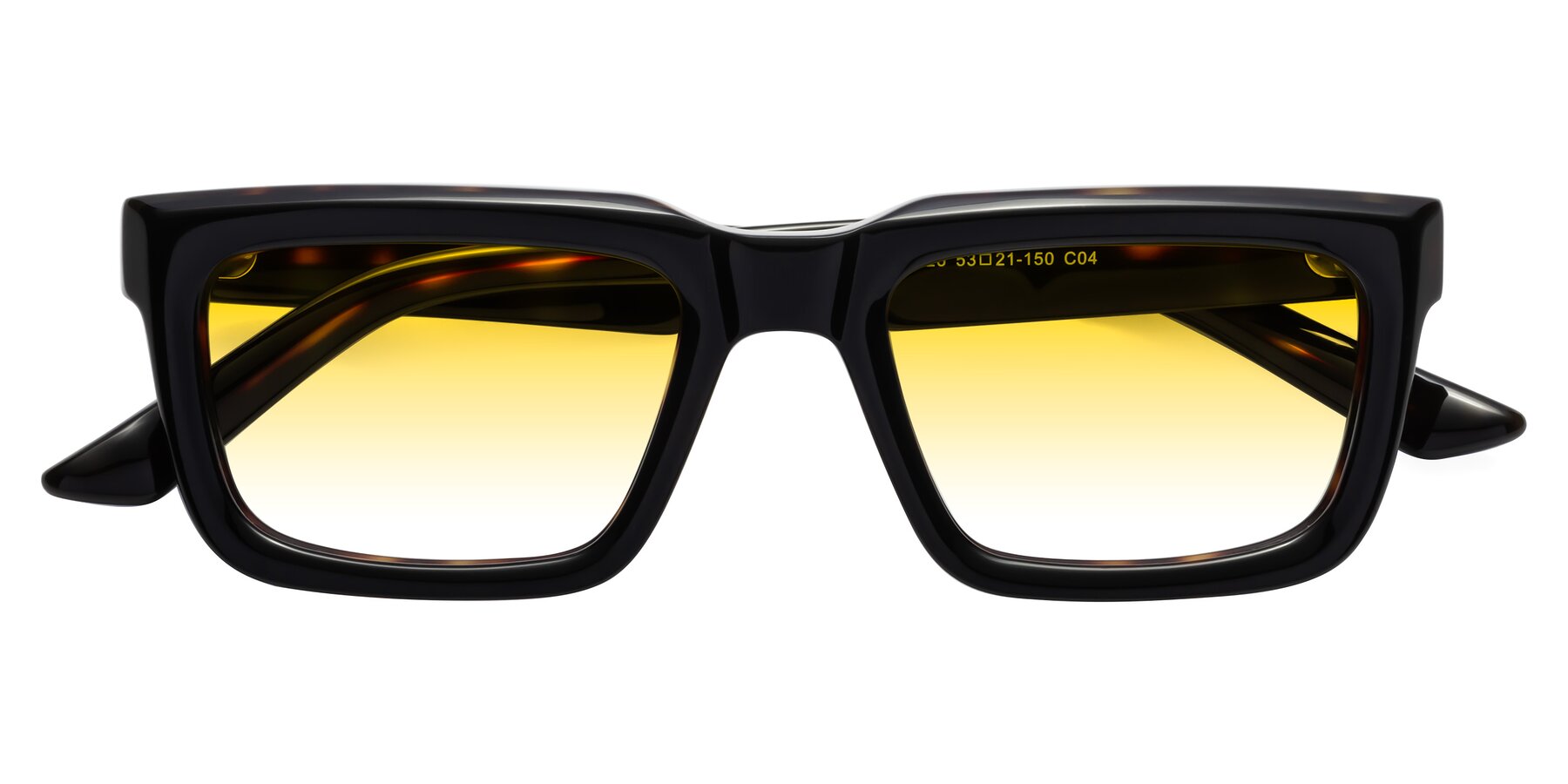 Folded Front of Roth in Black-Tortoise with Yellow Gradient Lenses