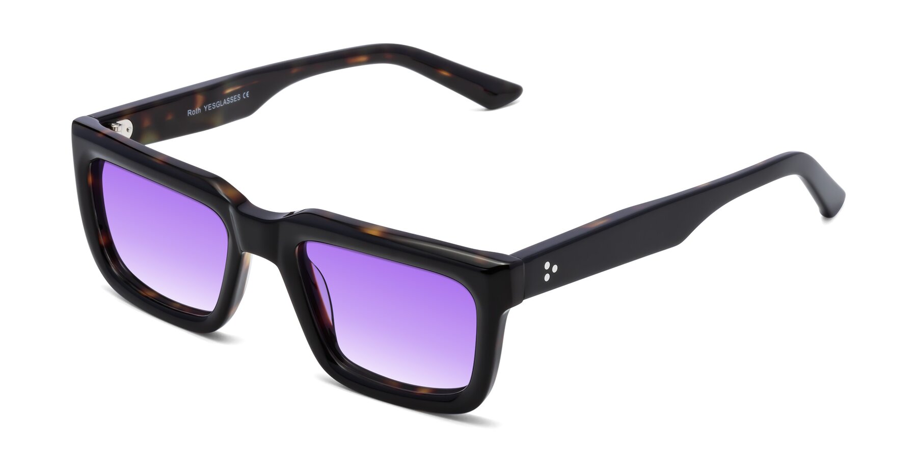 Angle of Roth in Black-Tortoise with Purple Gradient Lenses