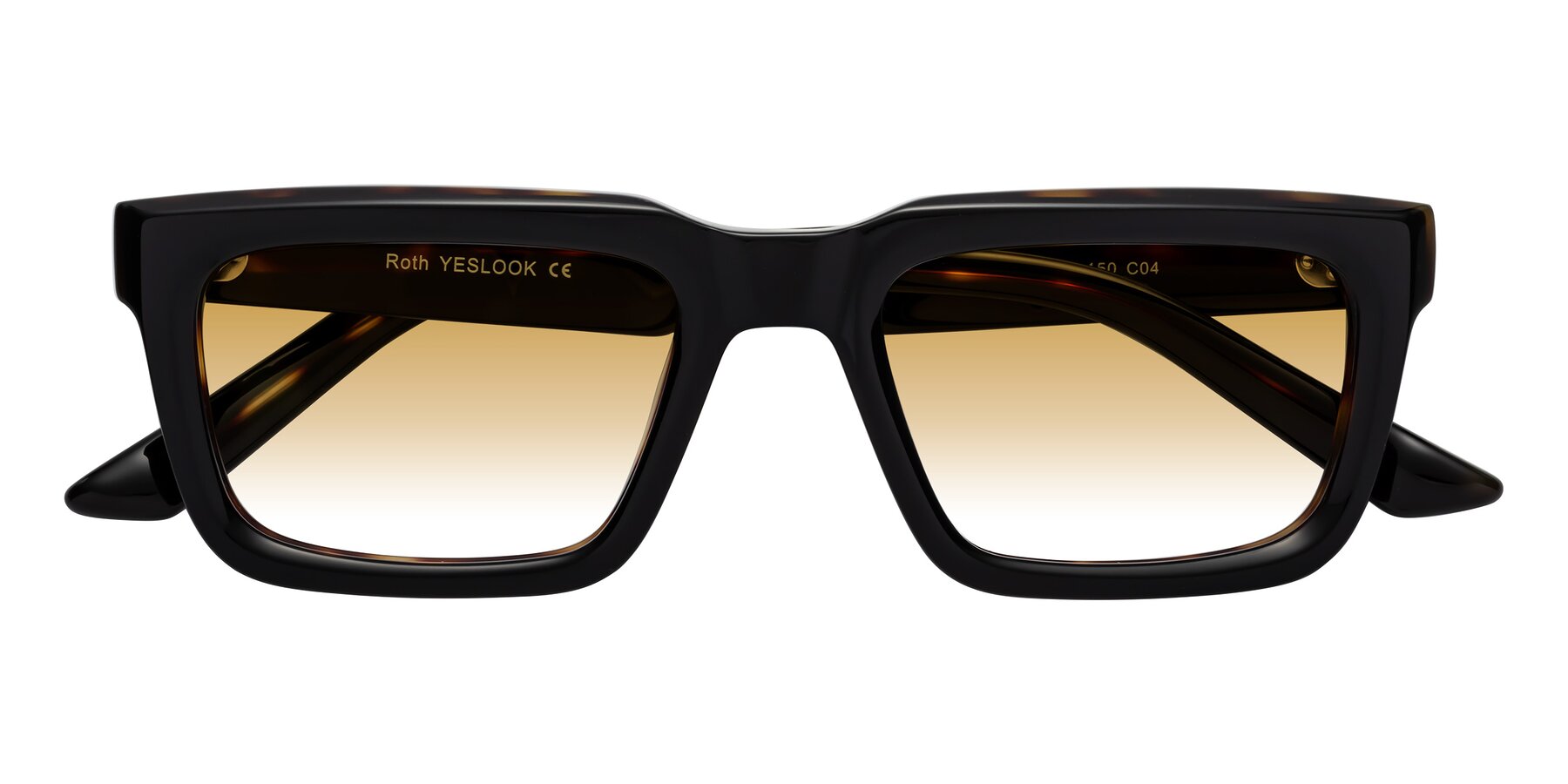 Folded Front of Roth in Black-Tortoise with Champagne Gradient Lenses